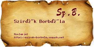 Szirák Borbála névjegykártya